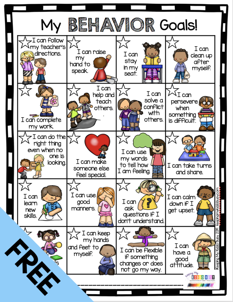 Kindergarten Individual Behavior Chart