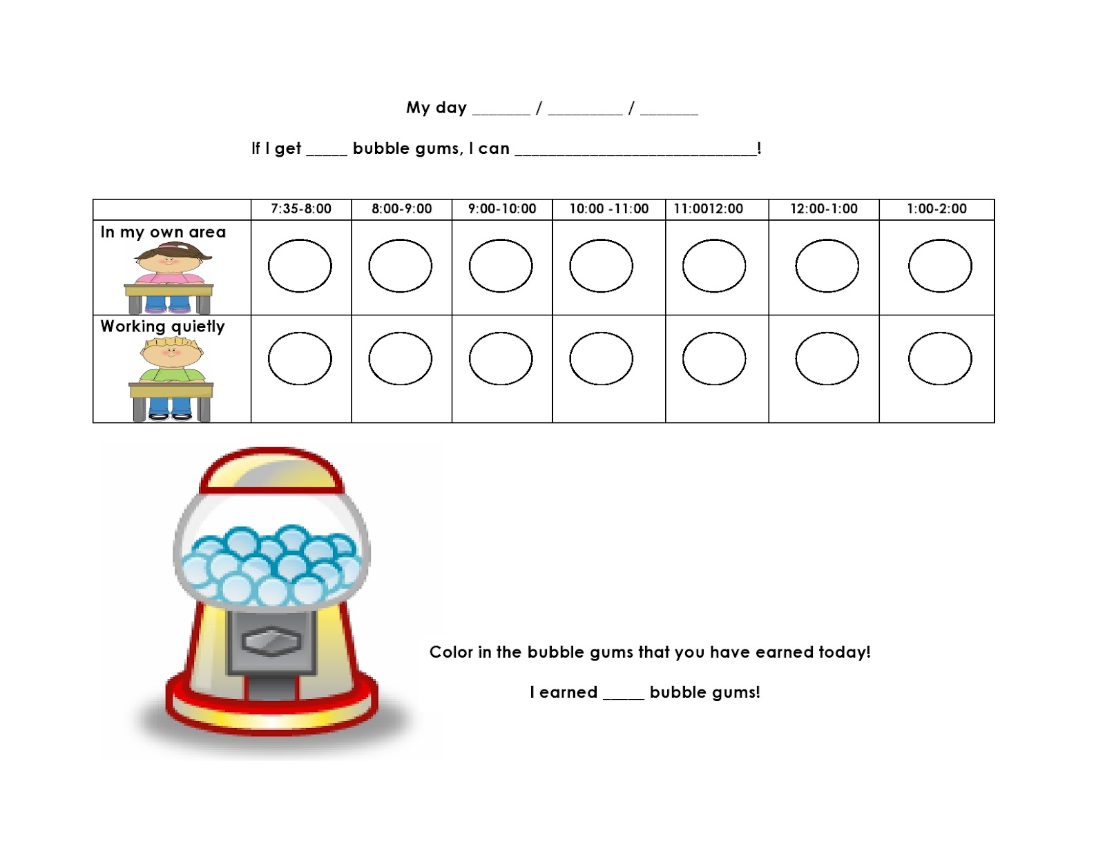 Lovin Learning Bubblegum Behavior Chart FREEBIE