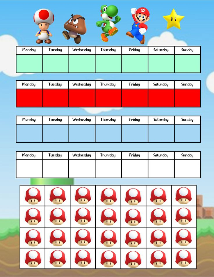 Mario Themed BEHAVIOR Chart Behaviour Chart Sticker Chart Tracking