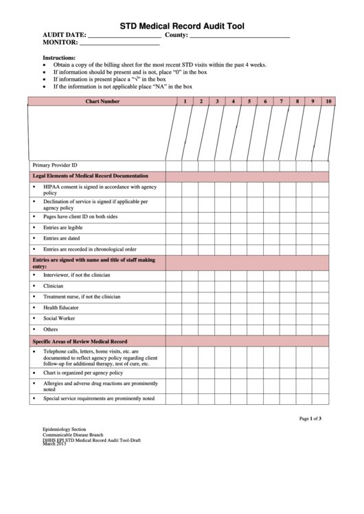 Mental Health Chart Audit Tool Template