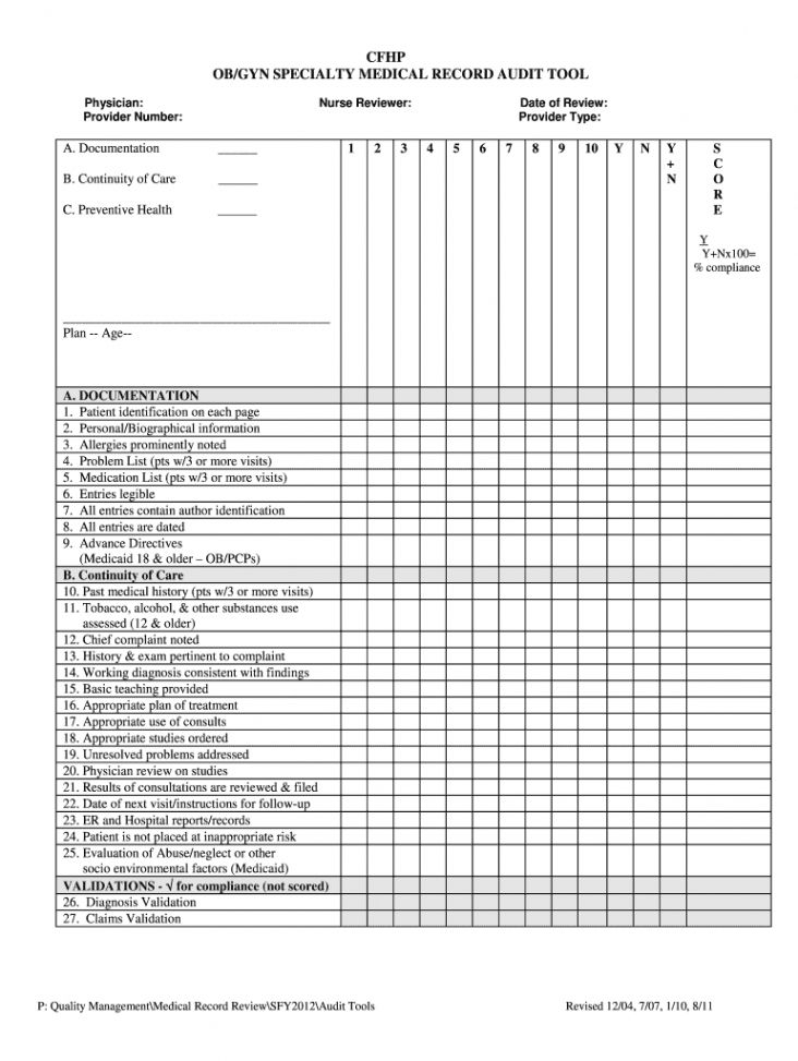 Mental Health Chart Audit Tool Template Printable Word Searches