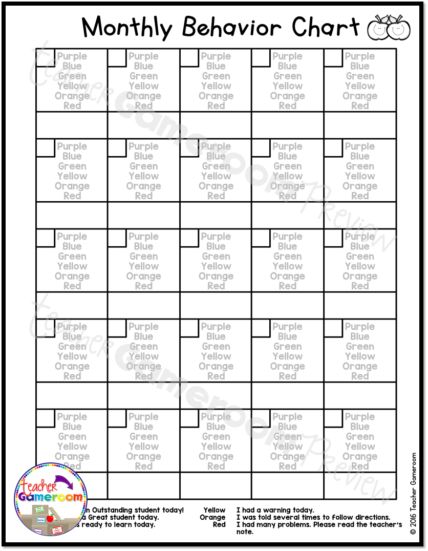 Monthly Behavior Charts Calendar For Planning