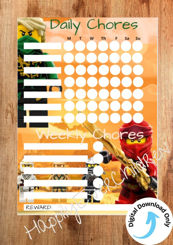 Ninjago Chore Chart Ninjago Printable Kids Chore Charts Etsy