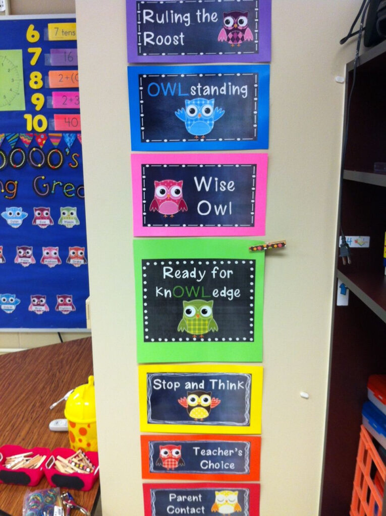 Owl dorable Behavior Clip Chart Chalkboard Style Owl Theme Classroom 