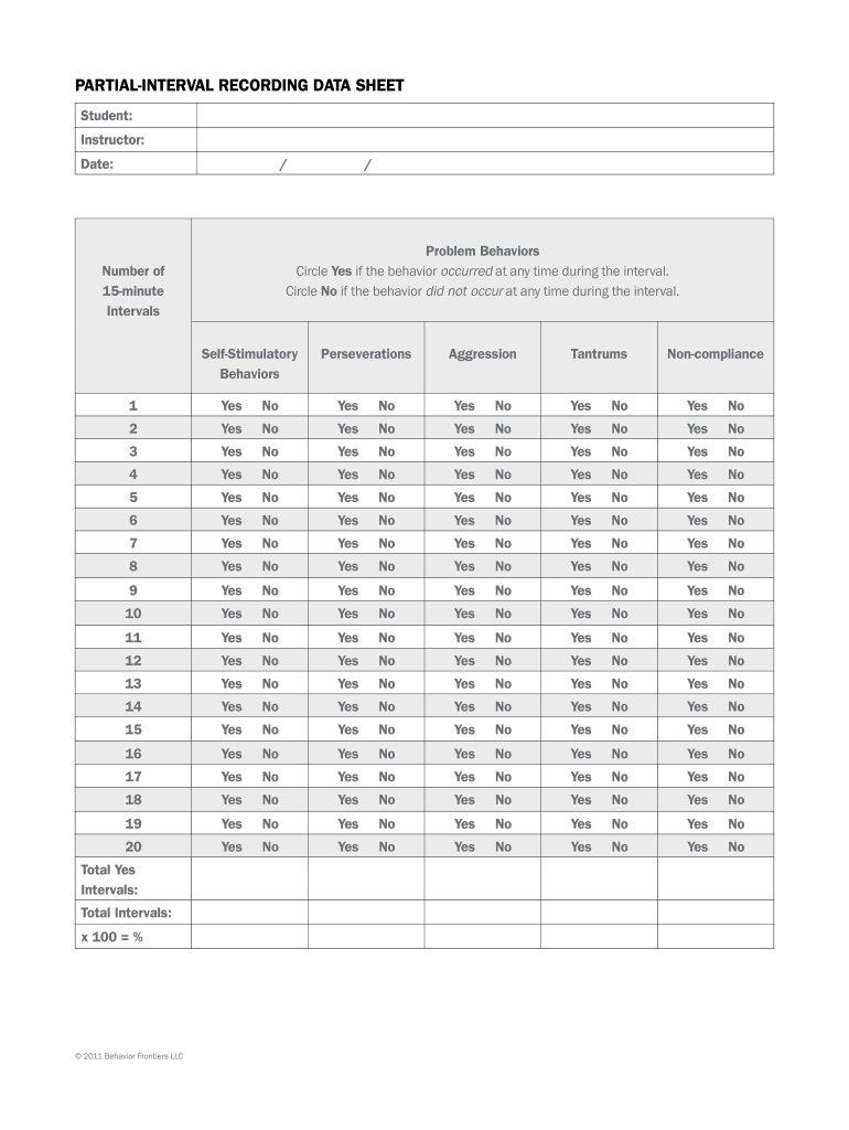 Partial Interval Recording Fill And Sign Printable Template Online 