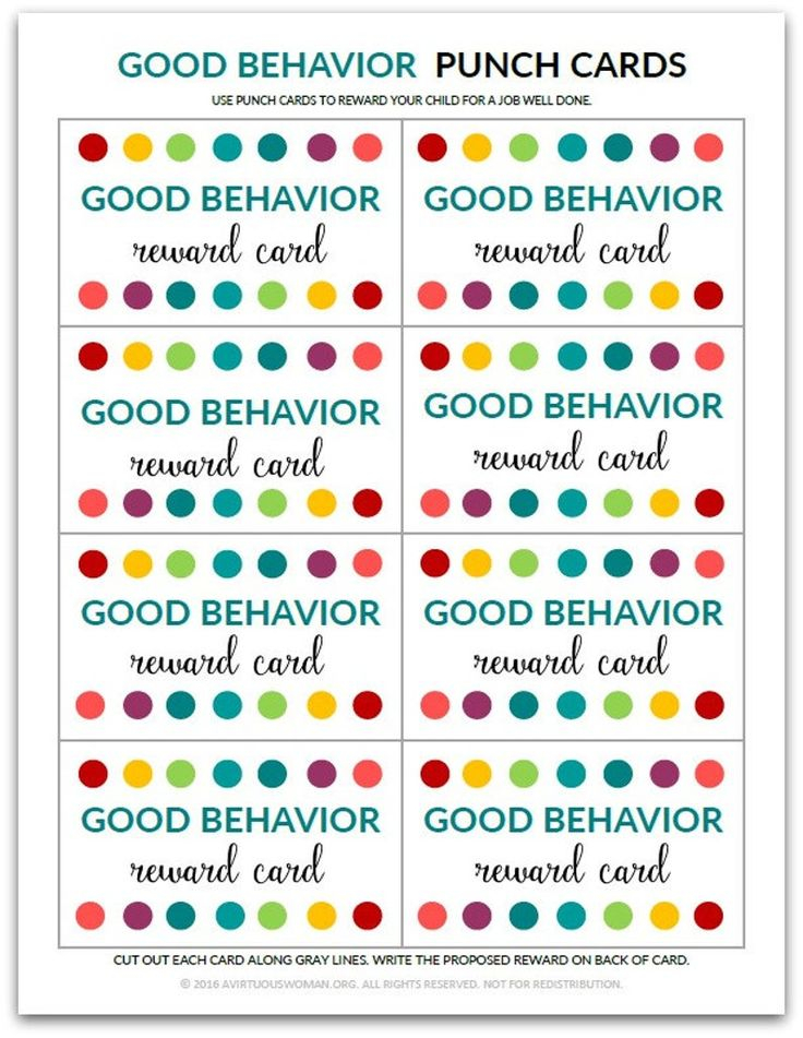 PDF Good Behavior Punch Card Reward Card For Kids In 2020 Behavior