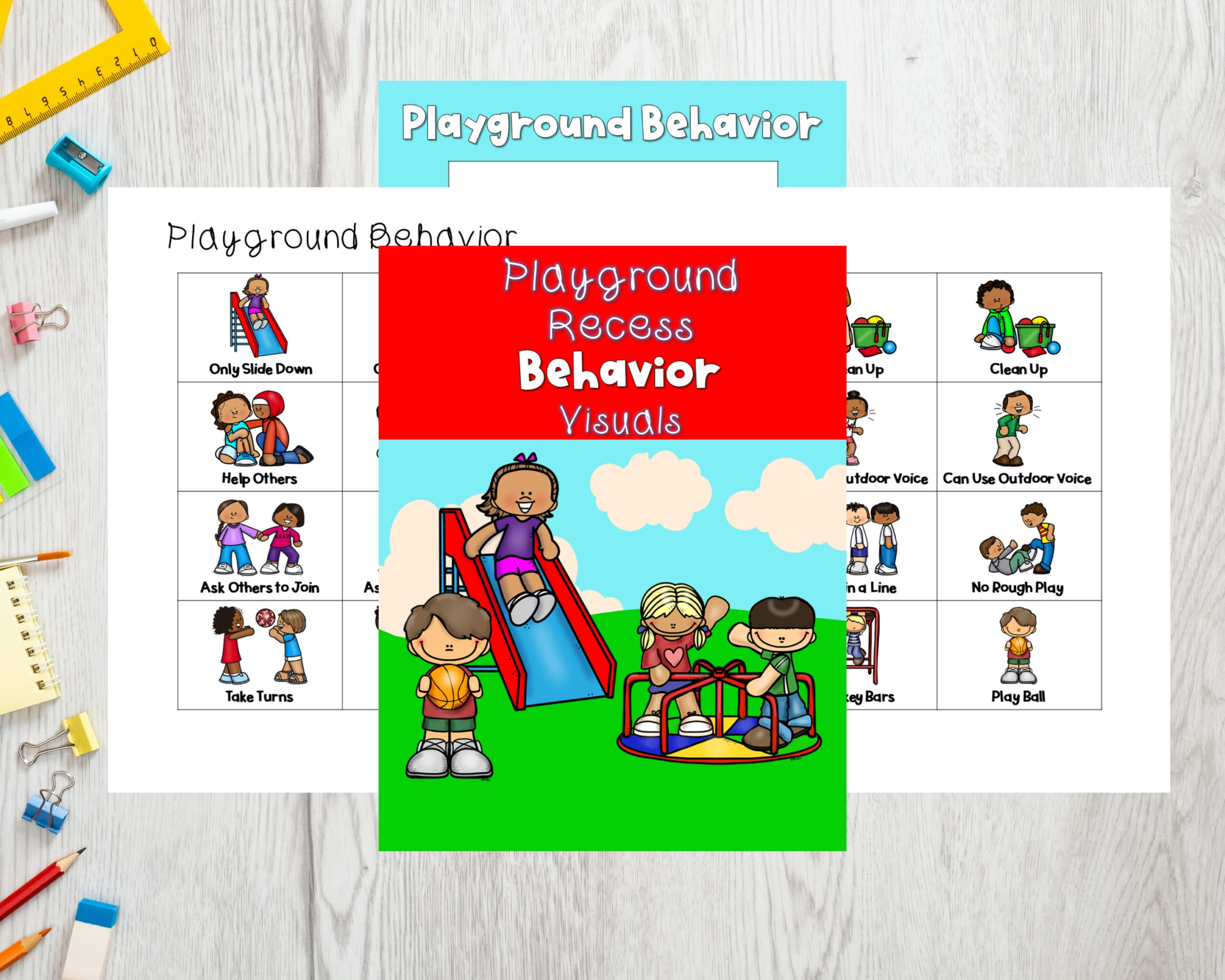 Playground Recess Behavior Visuals PECS Behavior Visual Etsy