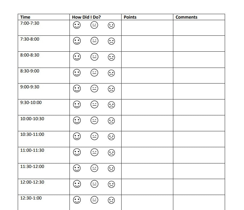 Point Chart Behavior Point Chart Data Tracking Behavior Tracking IEP 