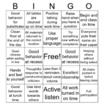 Positive Behavior Bingo Card