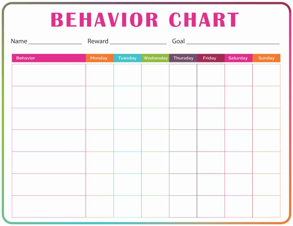 Pre k Behavior Chart Template