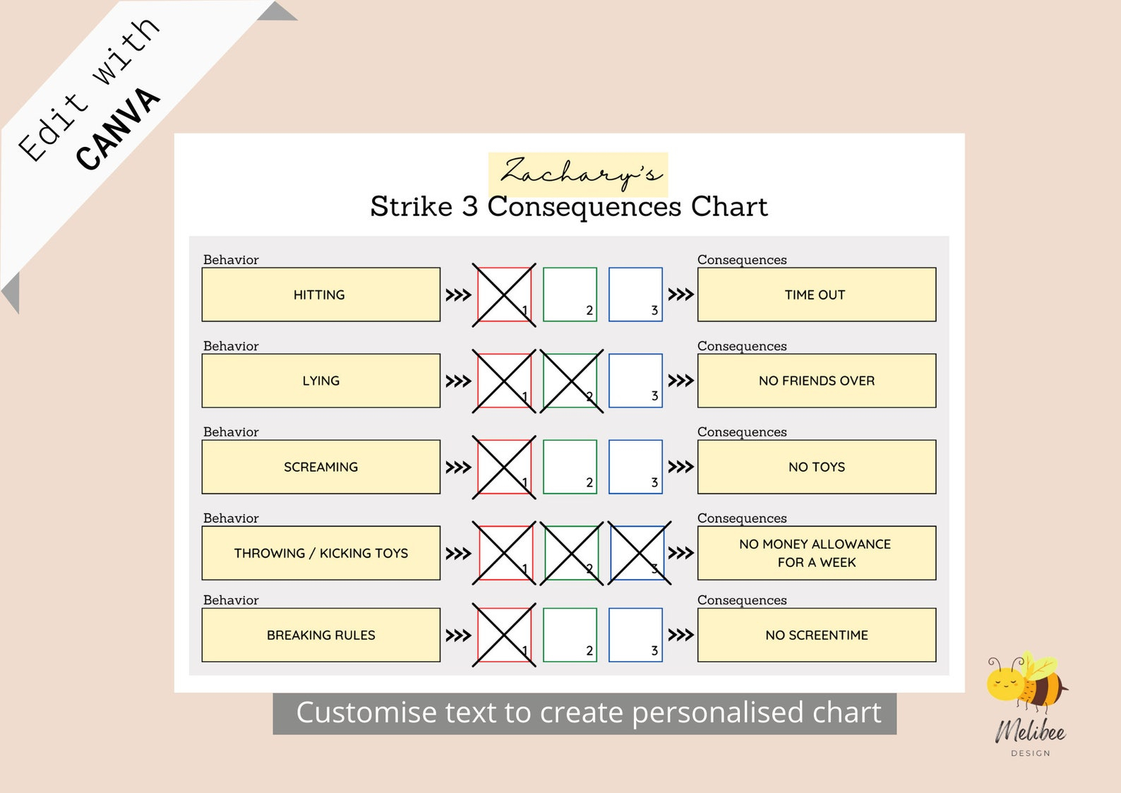 Printable 3 Strikes Behavior Chart PrintableBehaviorChart