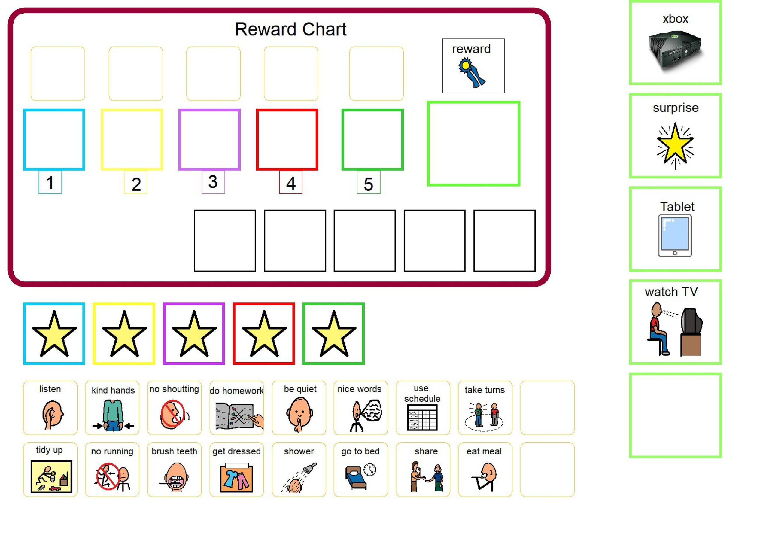 Printable Autism Reward Chart Etsy