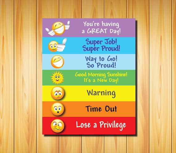 Printable BEHAVIOR CHART For Kids Color Coded Emojis 8x10 Etsy M xico