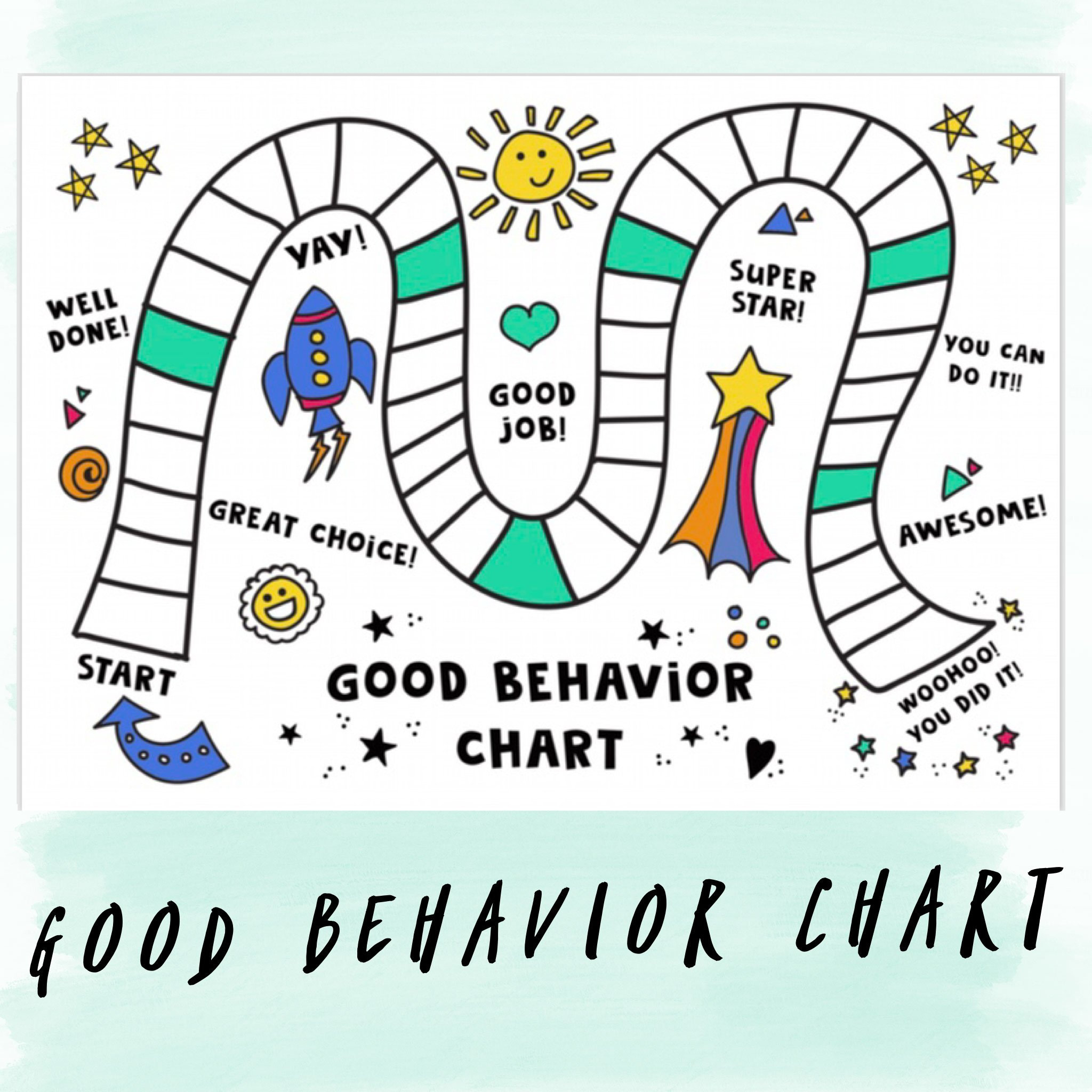 Printable Good Behavior Chart Green Etsy