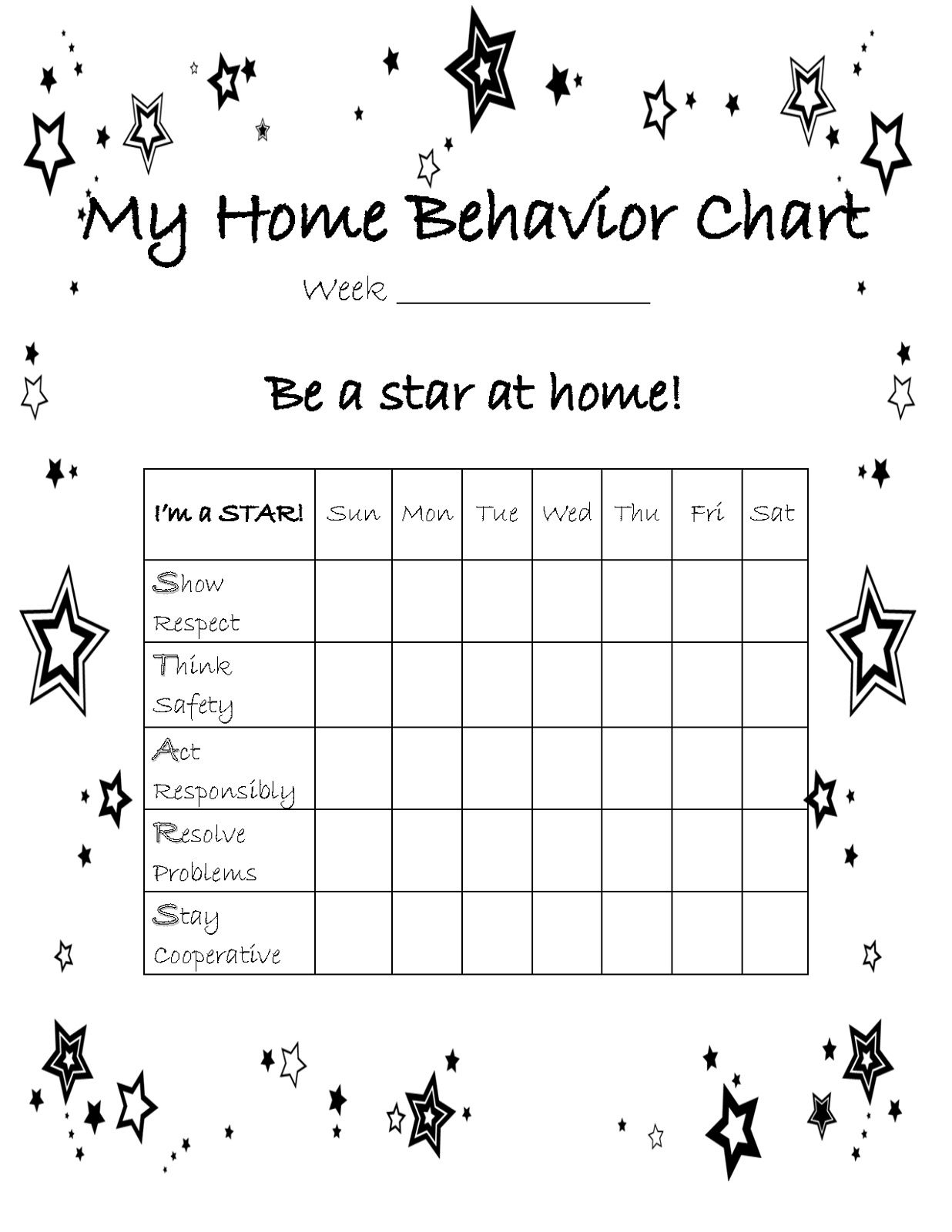 Printable Home Behavior Reward Chart K5 Worksheets Behavior Chart