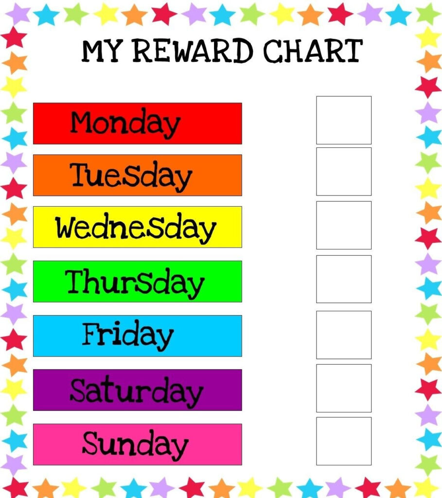 Printable Monday Through Friday Chart Reward Chart Reward Chart 