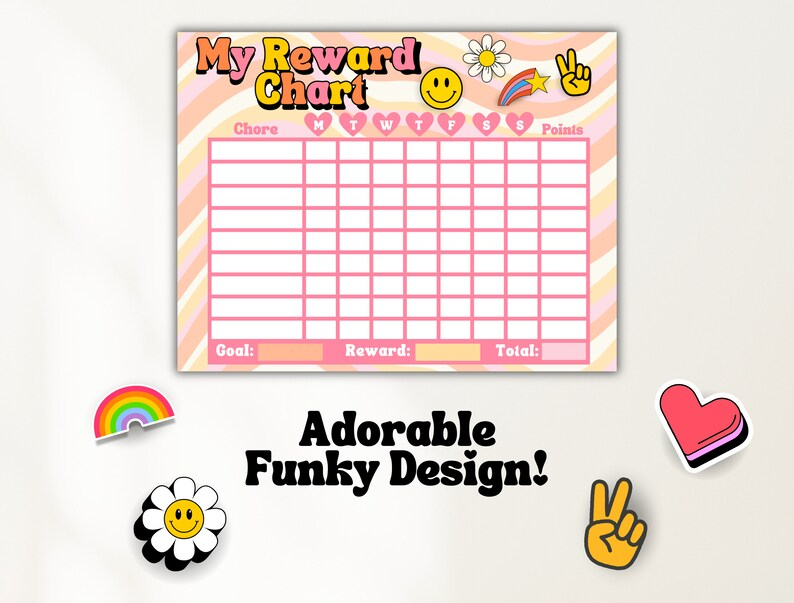 Printable Reward Chart Chore Chart Sticker Chart Girls Chore Chart 