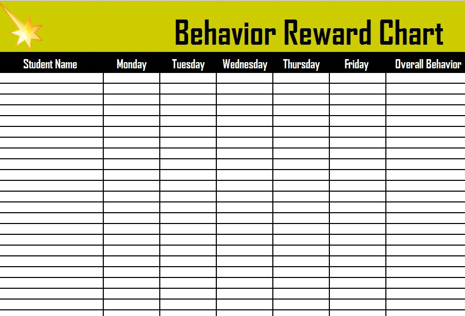 Reward Chart Excel Excel Templates