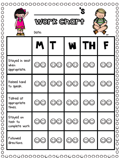 Sarah s First Grade Snippets Individual Behavior Chart Freebies