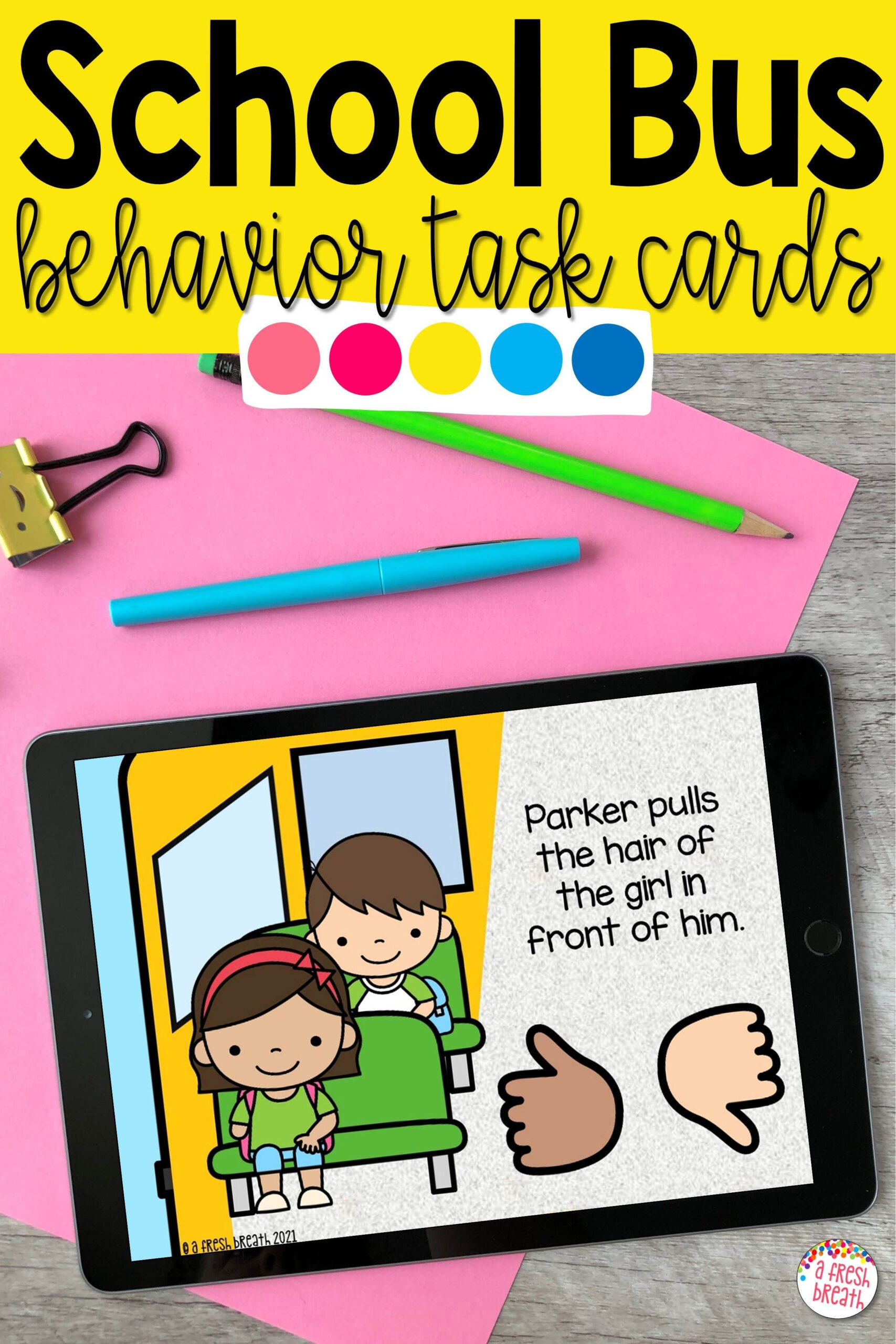 School Bus Behavior Chart Task Cards Social Emotional Activities 