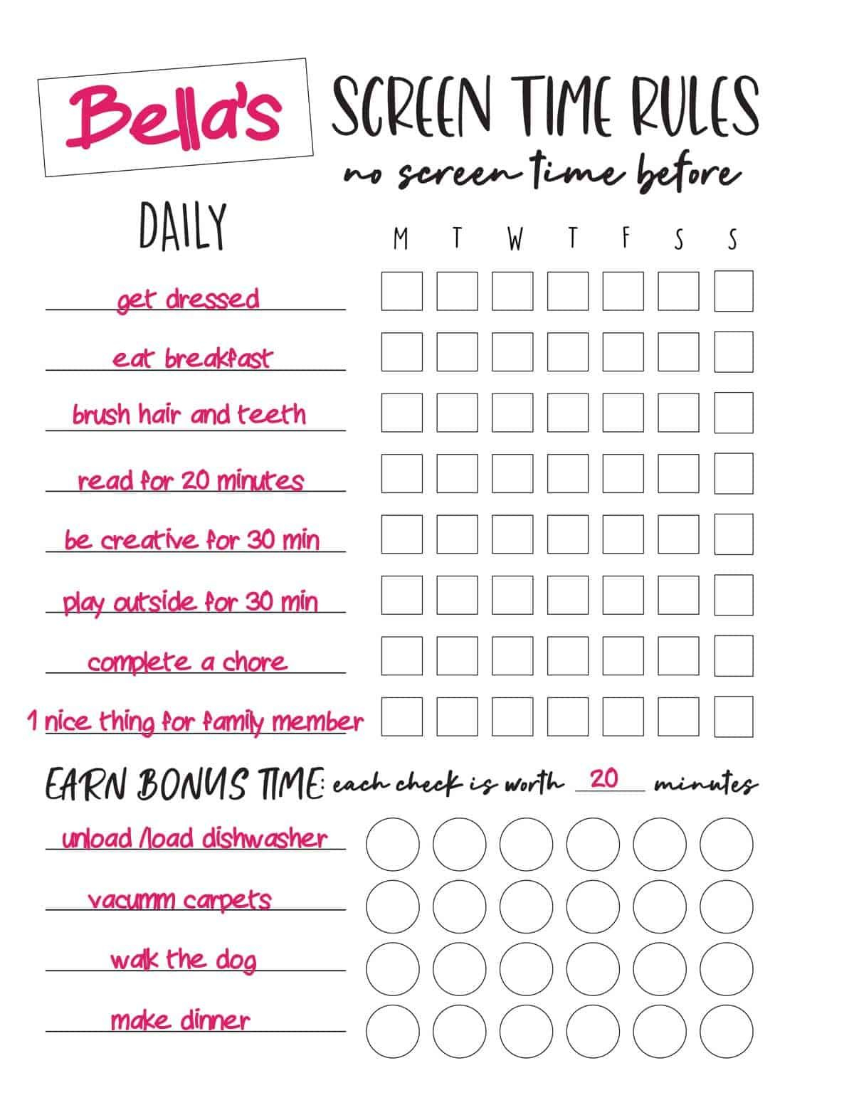 Screen Time Rules Printable Screen Time Rules Printable Screen Time