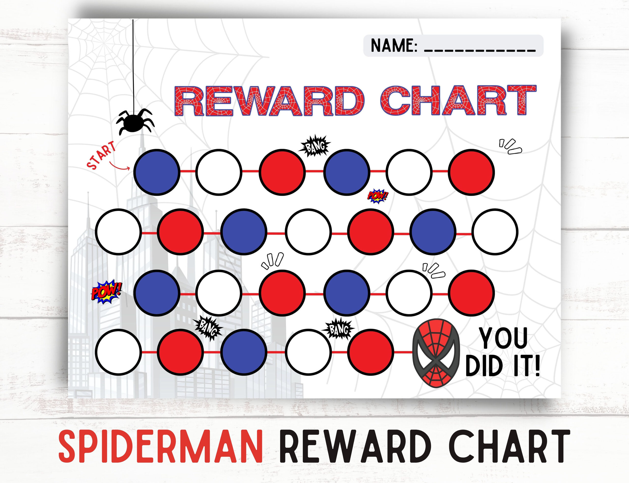 Spiderman Reward Chart Superhero Kids Award Chart Behaviour Chart 