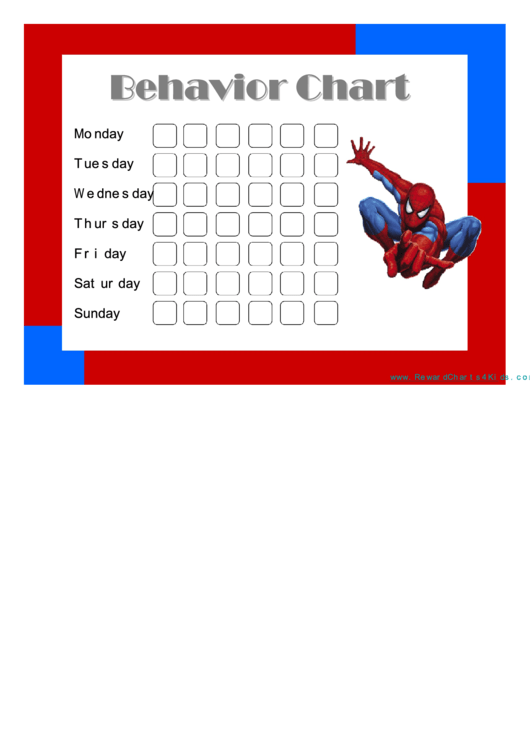 Spiderman Weekly Behavior Chart Printable Pdf Download