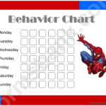 Spiderman Weekly Behavior Chart Printable Pdf Download