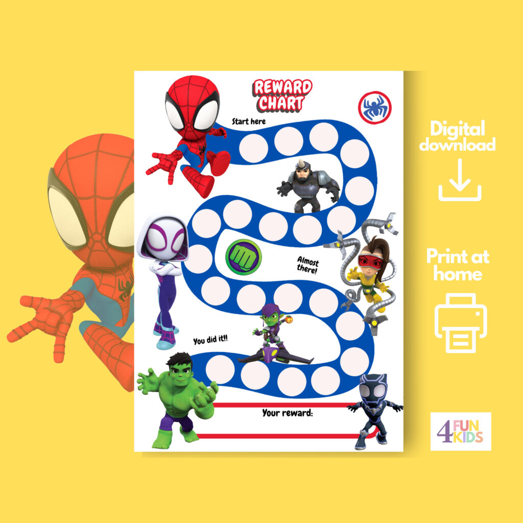 SPIDEY Reward Chart Printable Spiderman Behavior Chart Etsy Australia