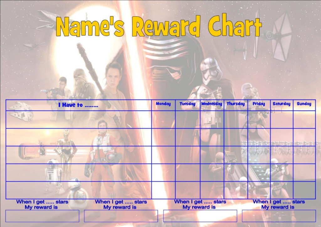 STAR WARS FORCE AWAKENS JOB BEHAVIOR REWARD HOMEWORK CHART FREE PEN 