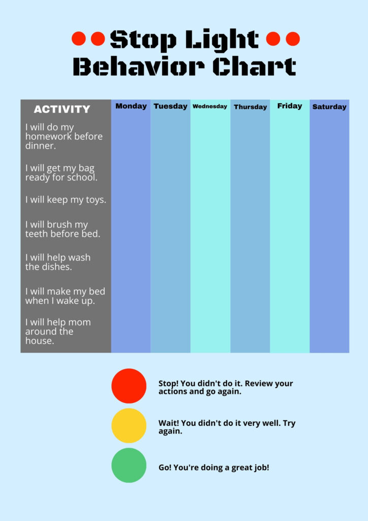 Stop Light Behavior Chart In Illustrator PDF Download Template