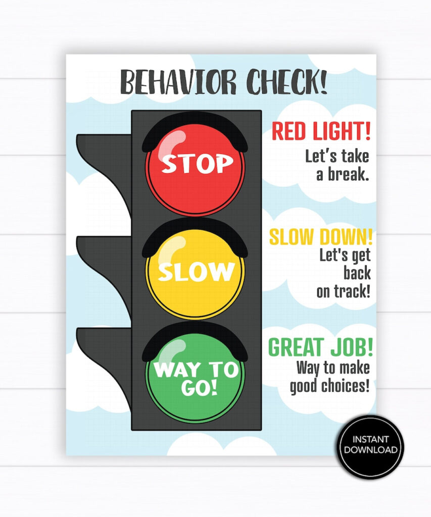 Stop Light Behavior Chart Printable Download Behavior CLIP Chart 