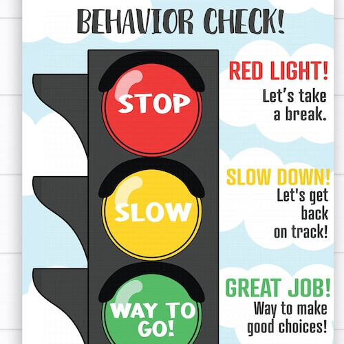 Stop Light Behavior Chart Printable Download Behavior Etsy New Zealand