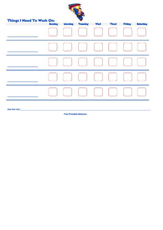 Superman Behavior Chart Printable Pdf Download