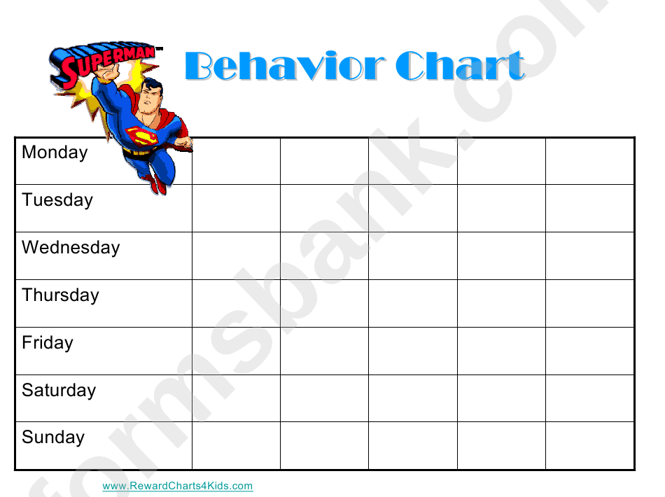 Superman Behavior Chart Printable Pdf Download