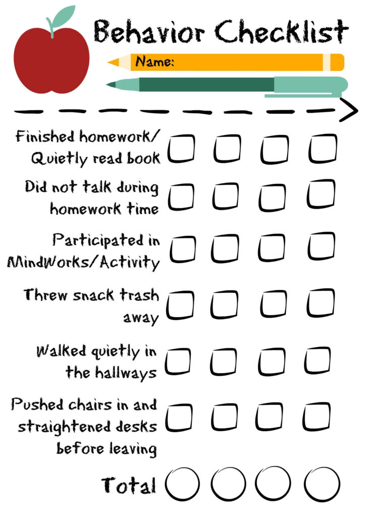 Template For Behavior Chart