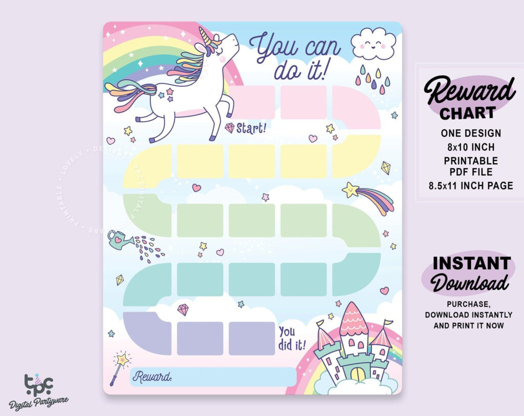 Unicorn Reward Chart Printable Unicorn Behavior Chart Etsy Reward 