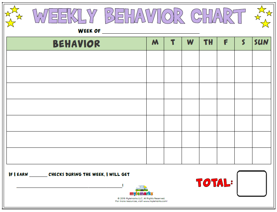 Weekly Behavior Chart Free Printable